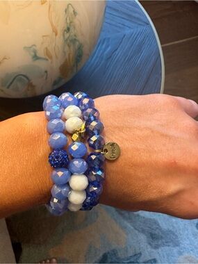 Erimish Lavender and White Beaded Wrap Bracelet